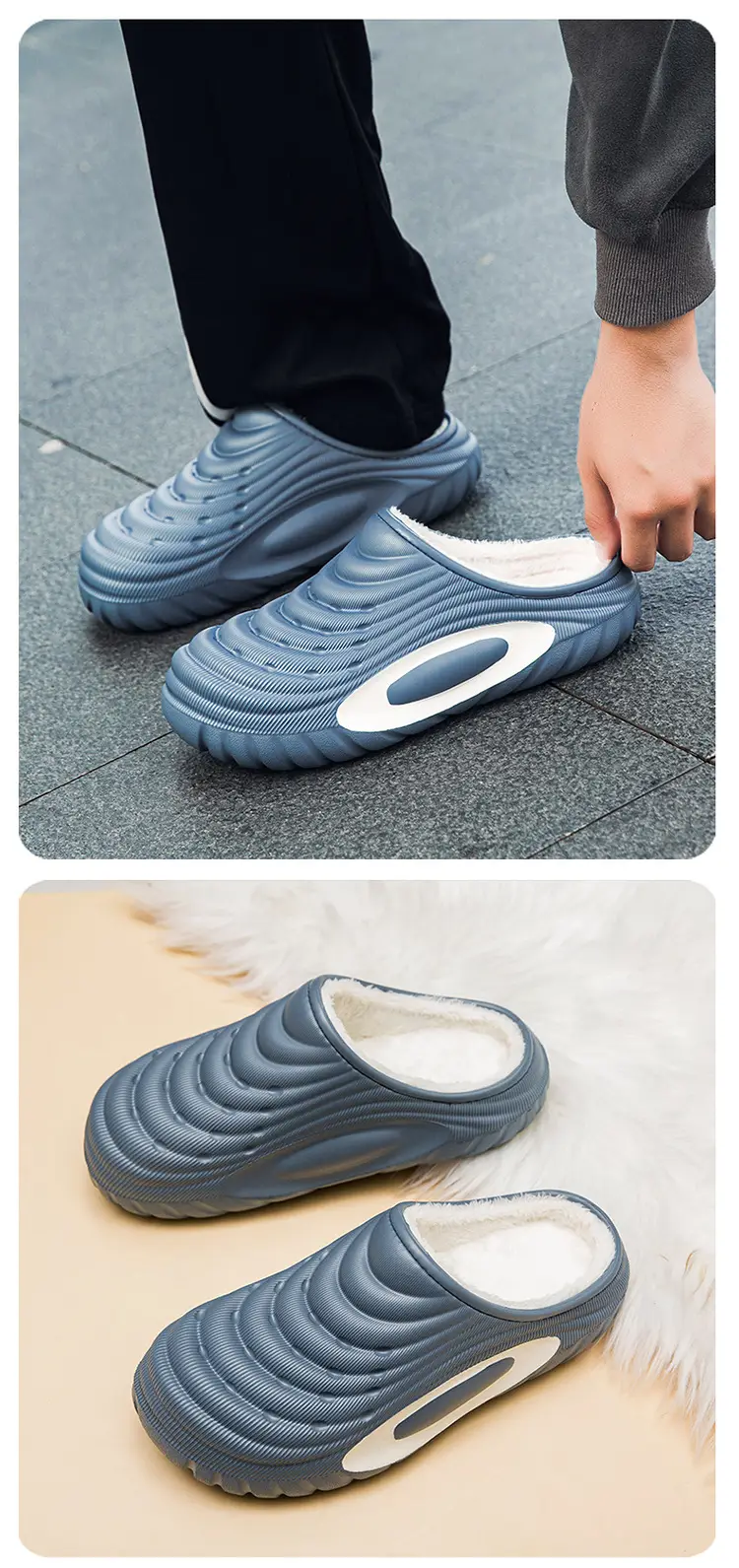 Plus Size Cotton Slippers for Men in Winter New Style Fleece-Lined Warm Thick-Soled Outer Wear Waterproof Anti-Slip Couple's Slip-On Cotton Shoes — feature 14