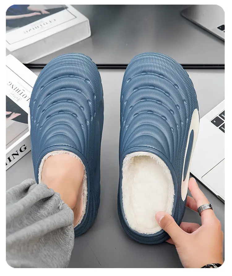 Plus Size Cotton Slippers for Men in Winter New Style Fleece-Lined Warm Thick-Soled Outer Wear Waterproof Anti-Slip Couple's Slip-On Cotton Shoes — feature 15