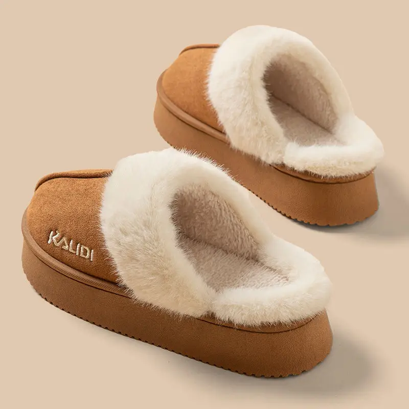 Women's Plush Warm Slippers Brown Winter Indoor - Image 5