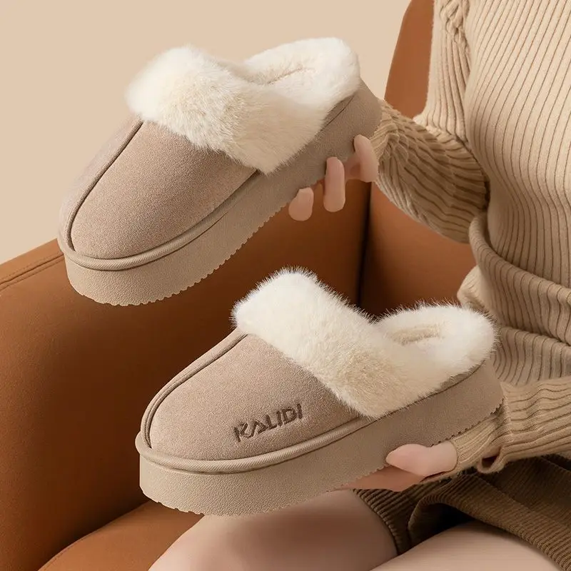 Women's Plush Warm Slippers Brown Winter Indoor - Image 6