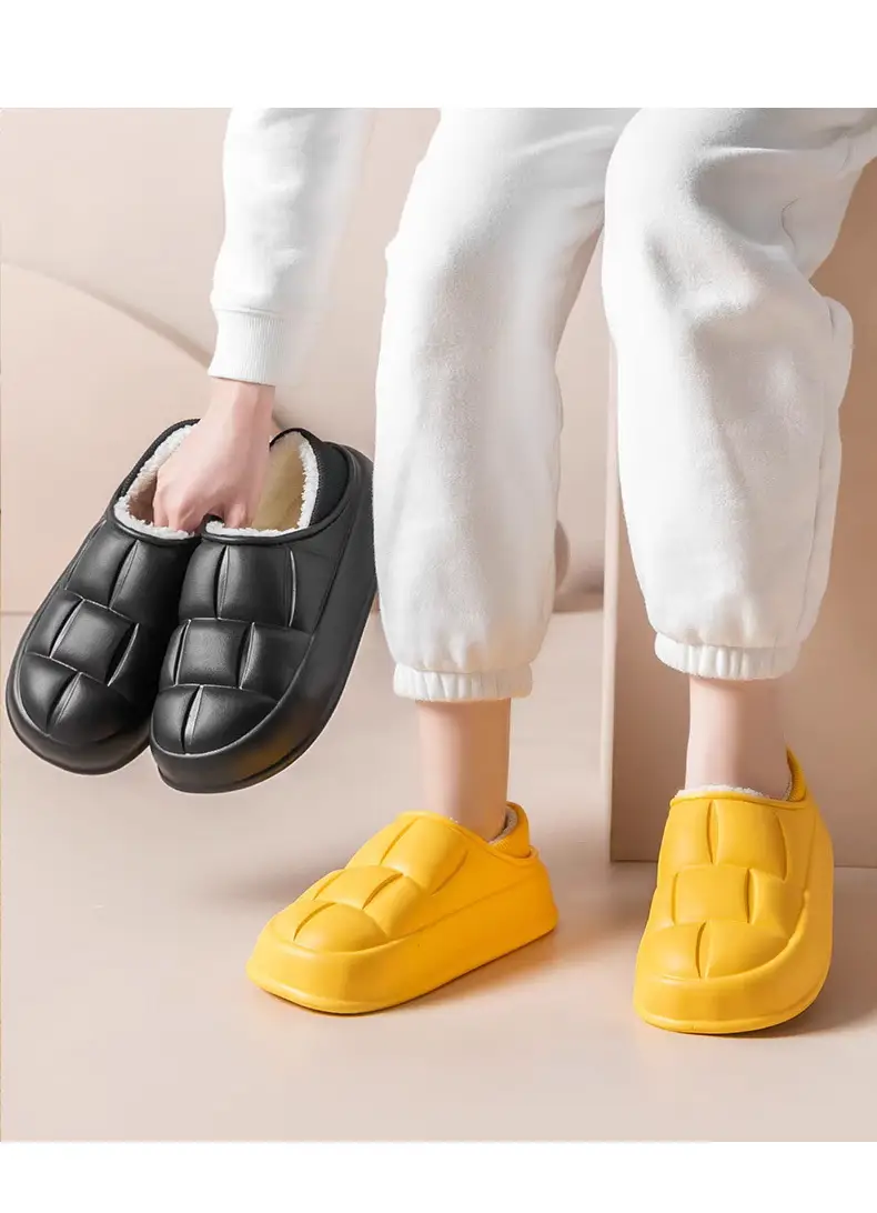 Pink Fleece-Lined Petal Cotton Slippers for Women — feature 11