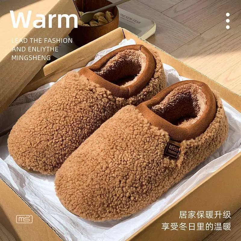 Cotton Slippers for Women Winter New 2025 Couples Indoor Home Non-Slip Warm Plus Plush Fur Slippers Cotton Shoes for Men Winter - Image 5