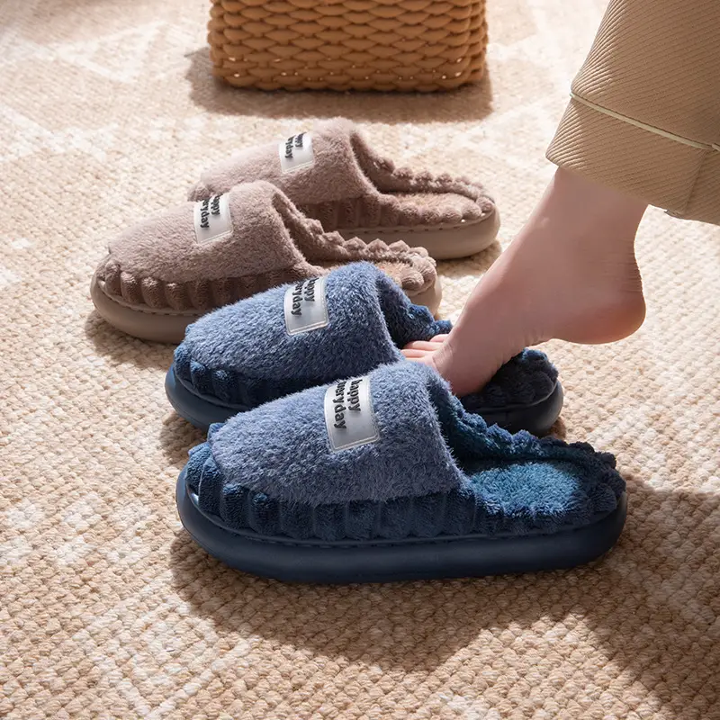 Cotton Slippers Large Size Autumn and Winter 2025 New Winter Plush Slippers Home Indoor Thick-Soled Non-Slip Men's Cotton Slippers - Image 5