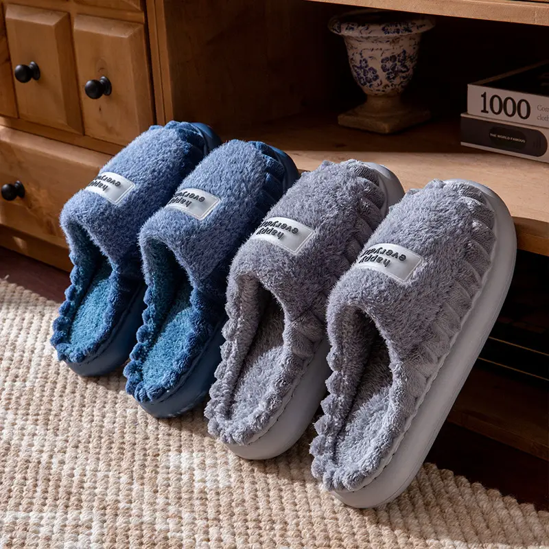 Cotton Slippers Large Size Autumn and Winter 2025 New Winter Plush Slippers Home Indoor Thick-Soled Non-Slip Men's Cotton Slippers - Image 7