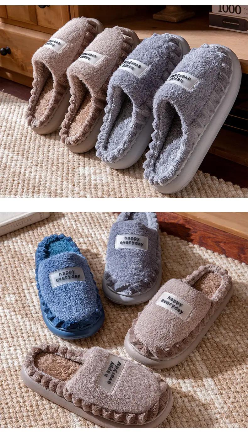 Cotton Slippers Large Size Autumn and Winter 2025 New Winter Plush Slippers Home Indoor Thick-Soled Non-Slip Men's Cotton Slippers — feature 9