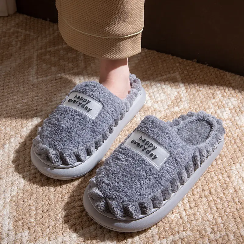 Cotton Slippers Large Size Autumn and Winter 2025 New Winter Plush Slippers Home Indoor Thick-Soled Non-Slip Men's Cotton Slippers - Image 2