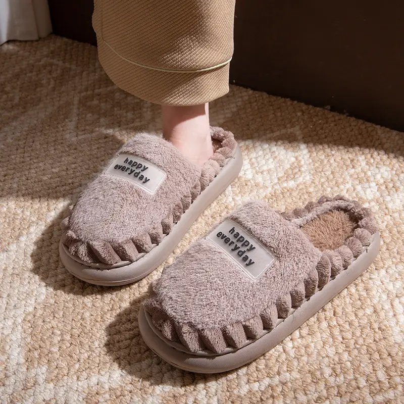 Cotton Slippers Large Size Autumn and Winter 2025 New Winter Plush Slippers Home Indoor Thick-Soled Non-Slip Men's Cotton Slippers - Image 3