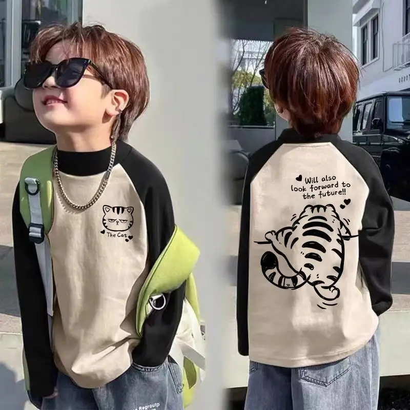 Kids Raglan Contrasting Velvet Turtleneck Shirt Medium Large - Image 6