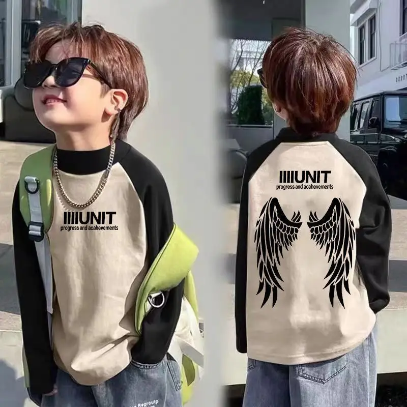 Kids Raglan Contrasting Velvet Turtleneck Shirt Medium Large - Image 8