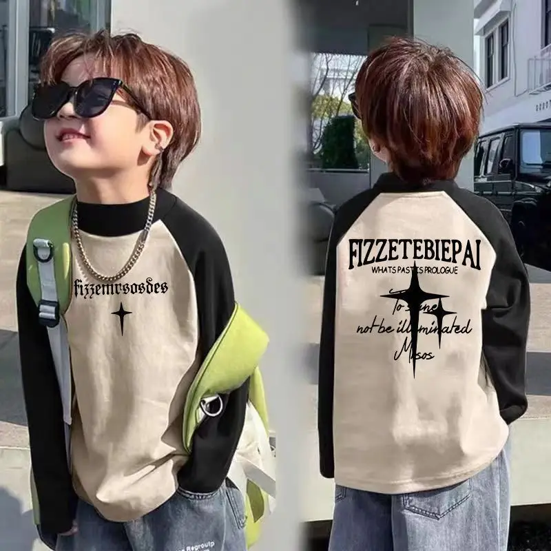 Kids Raglan Contrasting Velvet Turtleneck Shirt Medium Large - Image 9