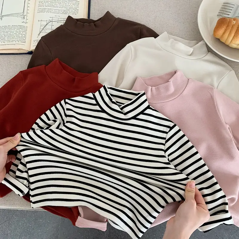 Boys Thermal Long Sleeve T-Shirt Brown White Striped — feature 1