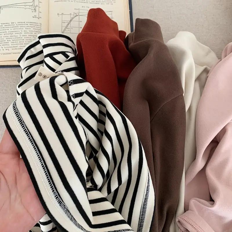 Boys Thermal Long Sleeve T-Shirt Brown White Striped — feature 11