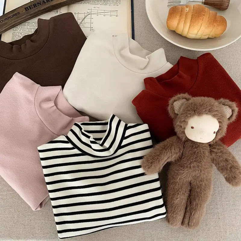 Boys Thermal Long Sleeve T-Shirt Brown White Striped — feature 3