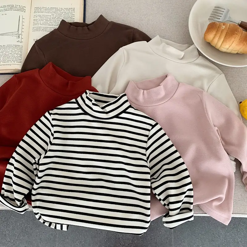 Boys Thermal Long Sleeve T-Shirt Brown White Striped — feature 4