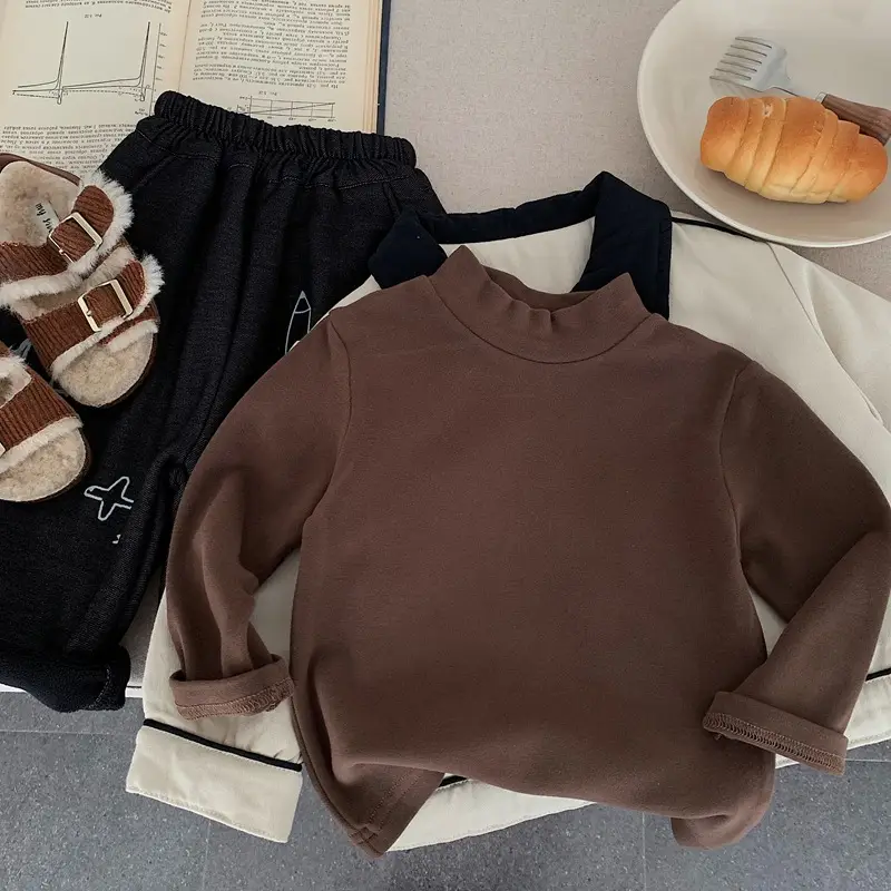 Boys Thermal Long Sleeve T-Shirt Brown White Striped