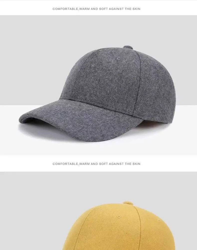 Men Wool Fleece Baseball Cap Light Blue Large — feature 16