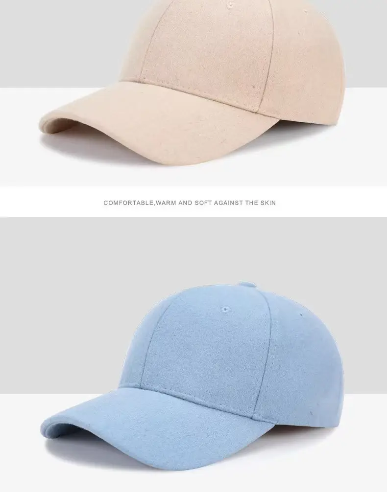Men Wool Fleece Baseball Cap Light Blue Large — feature 6