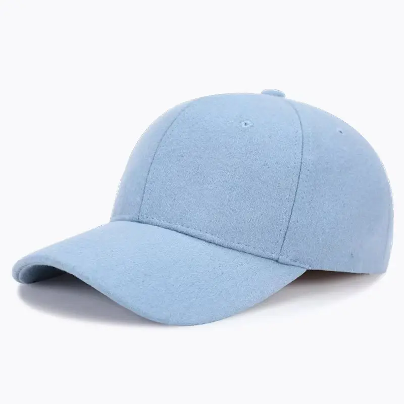 Men Wool Fleece Baseball Cap Light Blue Large - Image 2