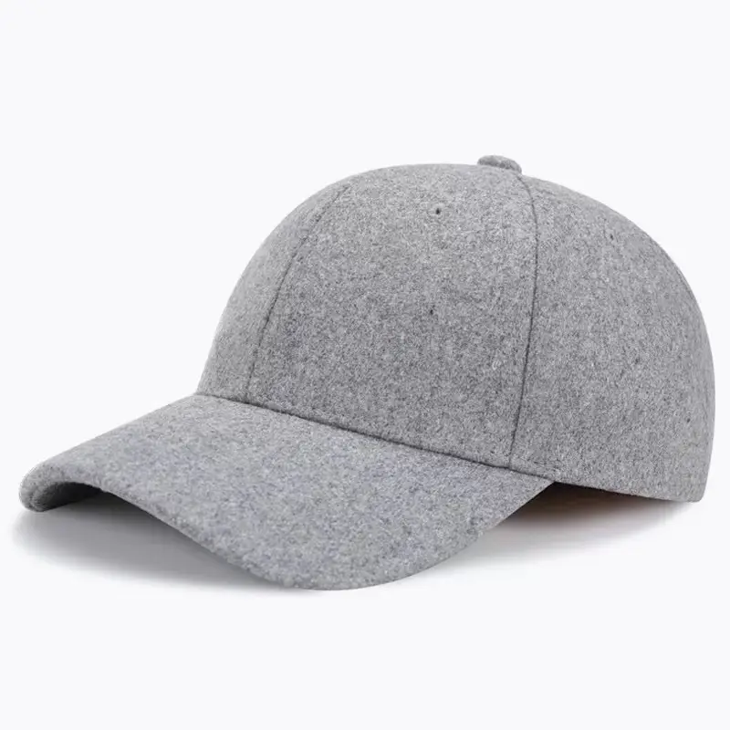Men Wool Fleece Baseball Cap Light Blue Large - Image 3