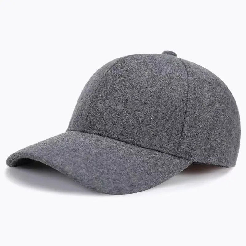 Men Wool Fleece Baseball Cap Light Blue Large - Image 4