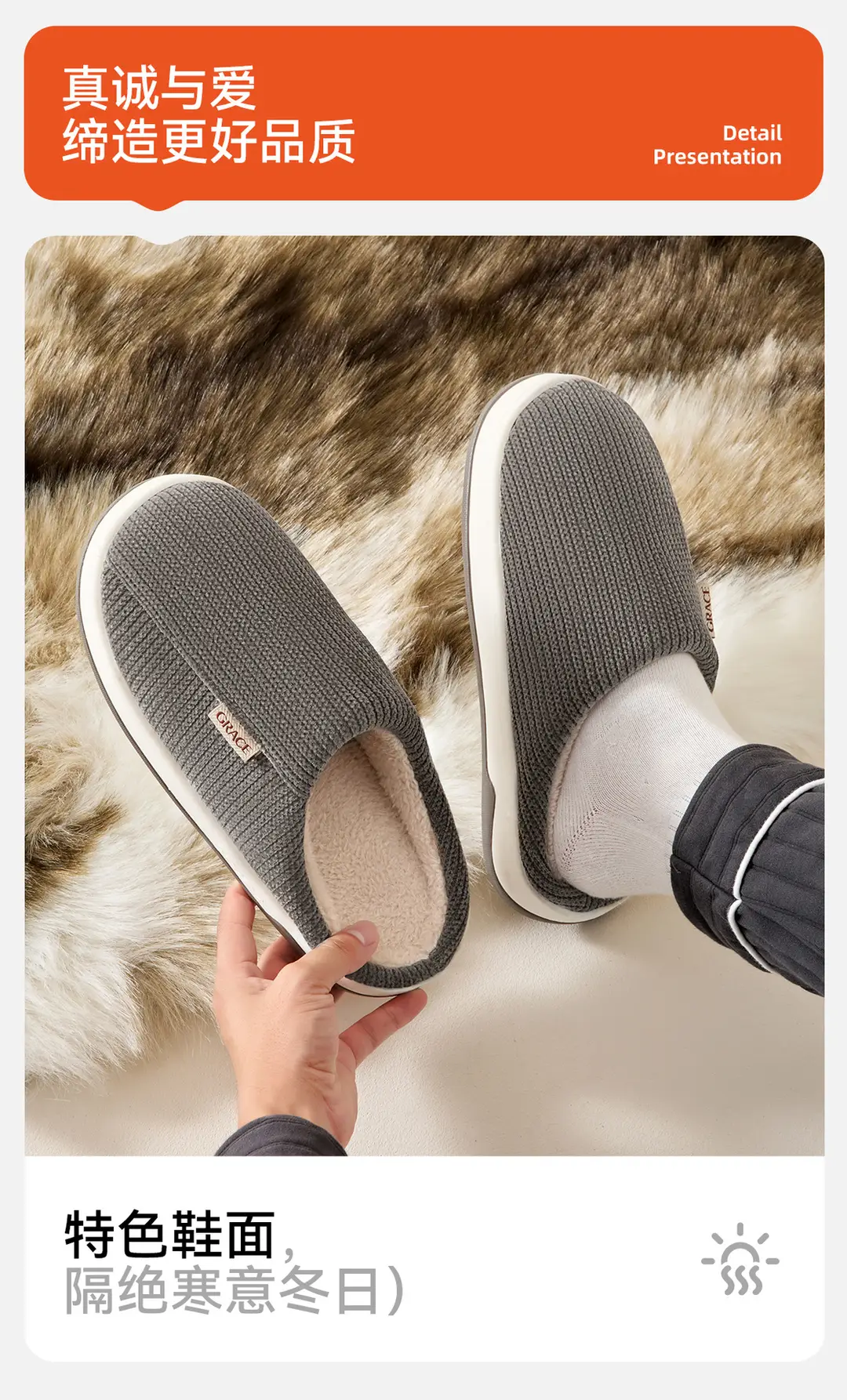 Jialiya Middle-Aged and Elderly Cotton Slippers Women's Autumn and Winter Non-Slip Indoor Home Plush Warm Cotton Slippers Men's Wholesale — feature 10