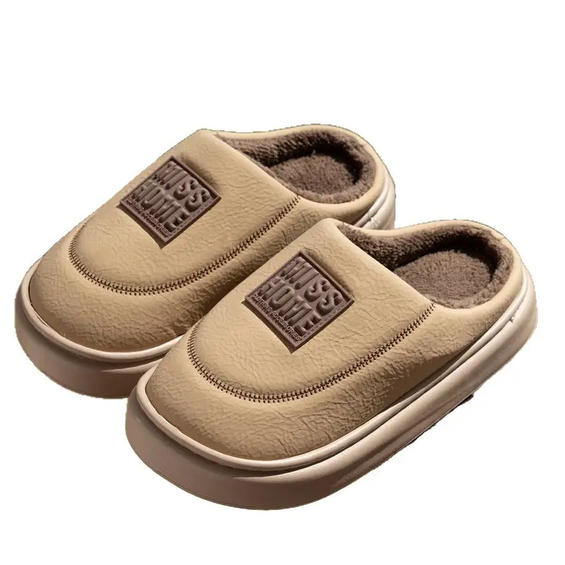2025 Winter Leather Slip On Slippers Black Warm - Image 10