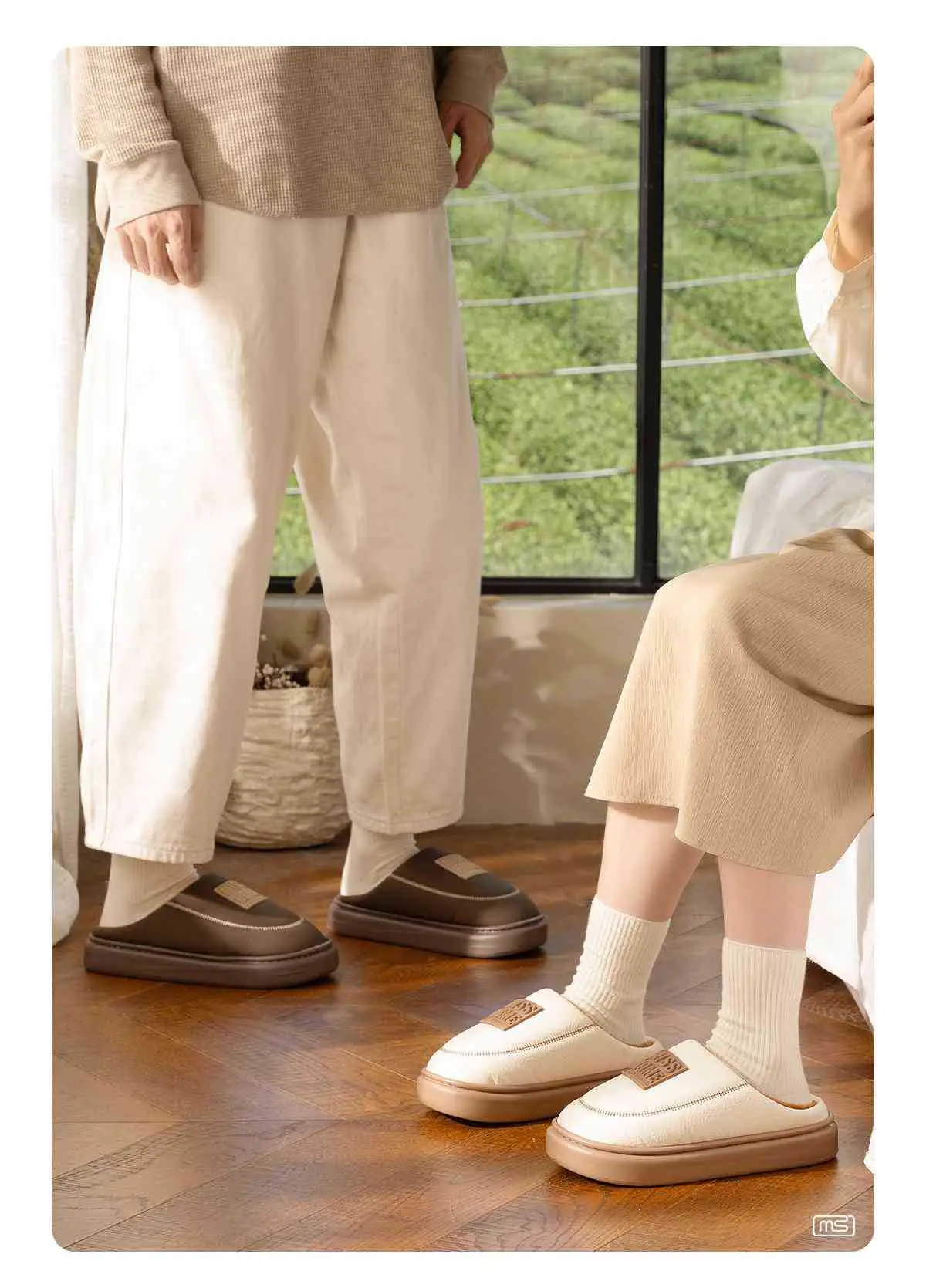 2025 Winter Leather Slip On Slippers Black Warm — feature 7
