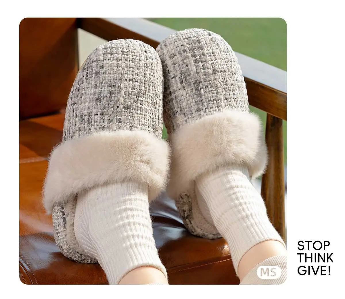 Winter Fleece Lined Cotton Slippers for Women — feature 8