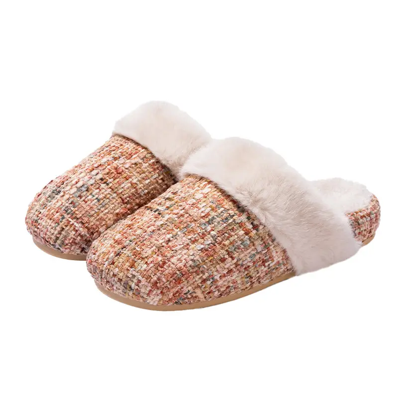 Winter Fleece Lined Cotton Slippers for Women