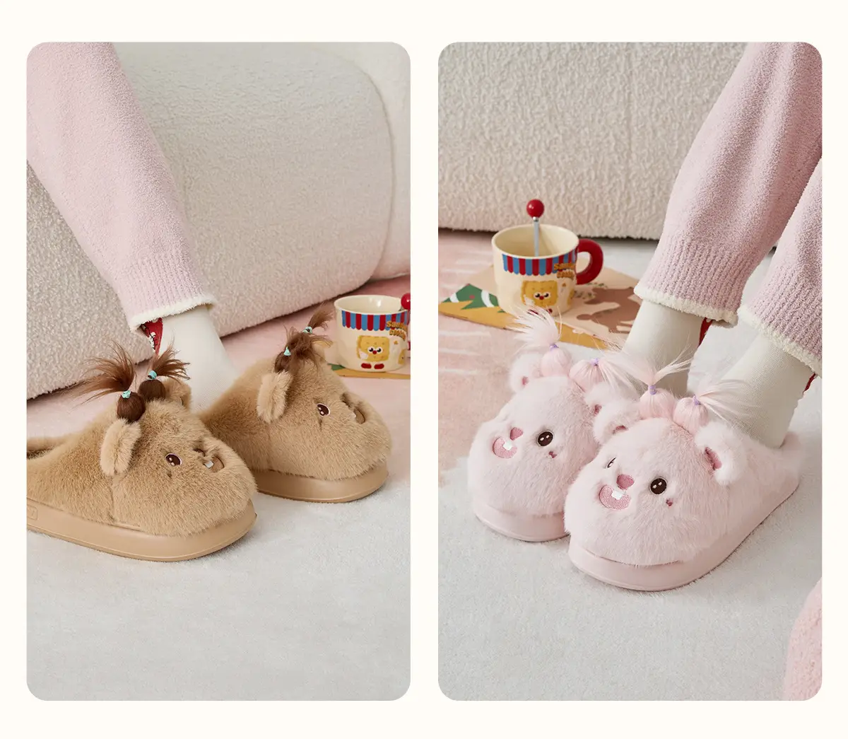 Pink Bunny Mouse Cotton Slippers for Women Winter 2025 — feature 14