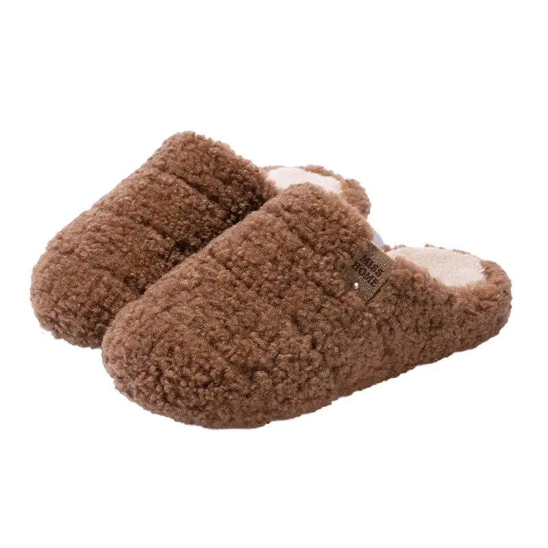 Fleece Lined Warm Slippers for Women Brown - Image 2
