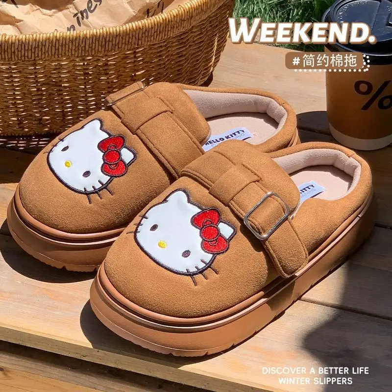 Hello Kitty Cotton Warm Slippers Brown