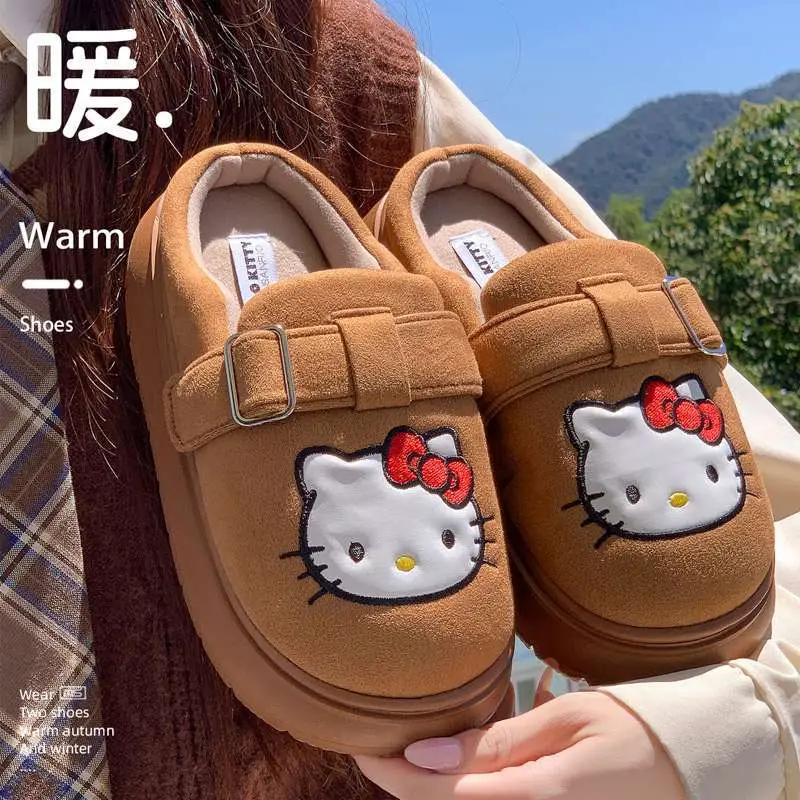 Hello Kitty Cotton Warm Slippers Brown