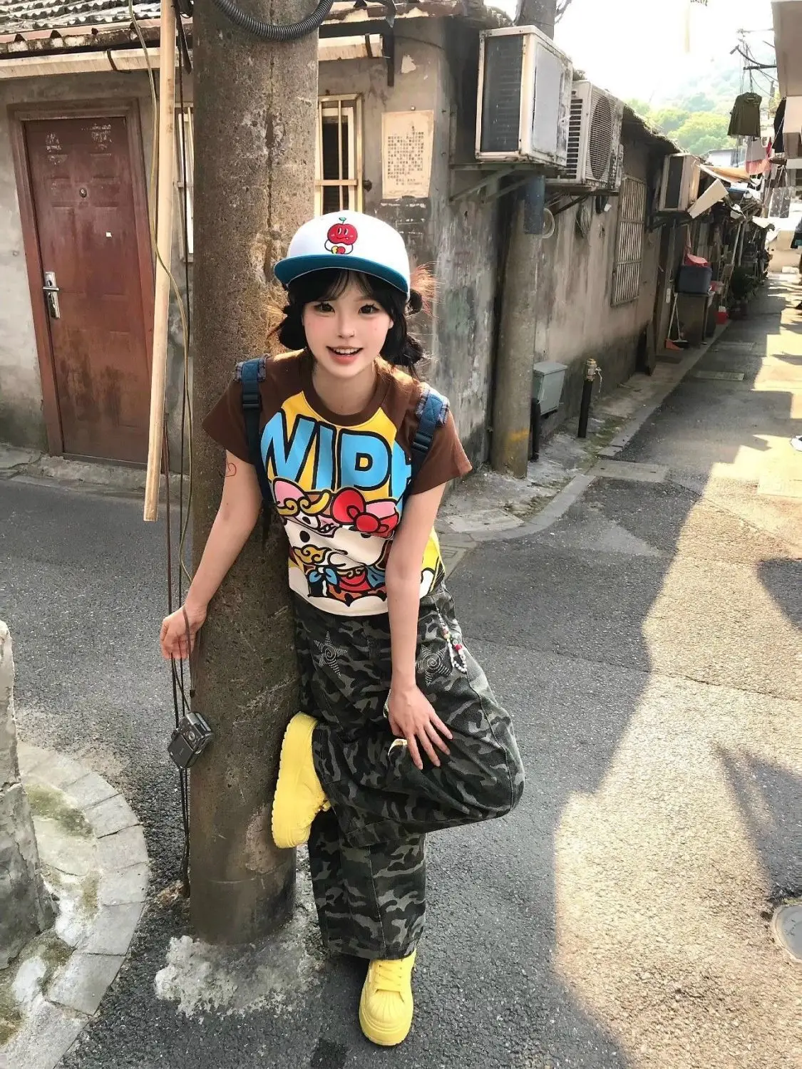 Camo Cartoon Cap for Women American Hip-Hop Skateboard Baseball — feature 3