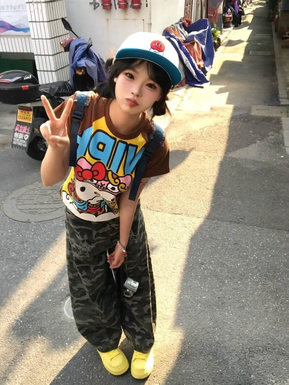Camo Cartoon Cap for Women American Hip-Hop Skateboard Baseball — feature 4