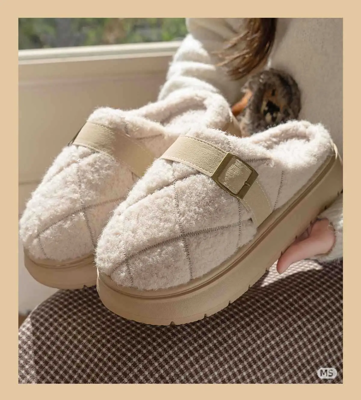 2025 Winter Non-Slip Fleece Lined Slippers Brown — feature 5