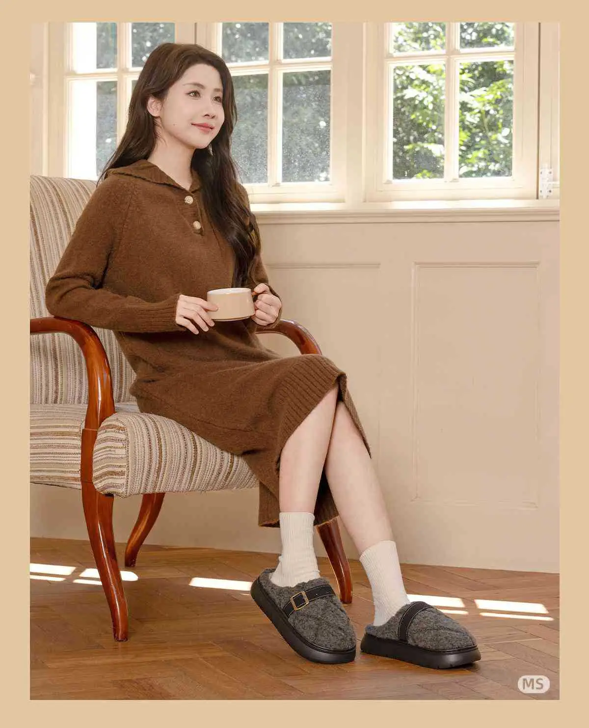 2025 Winter Non-Slip Fleece Lined Slippers Brown — feature 8