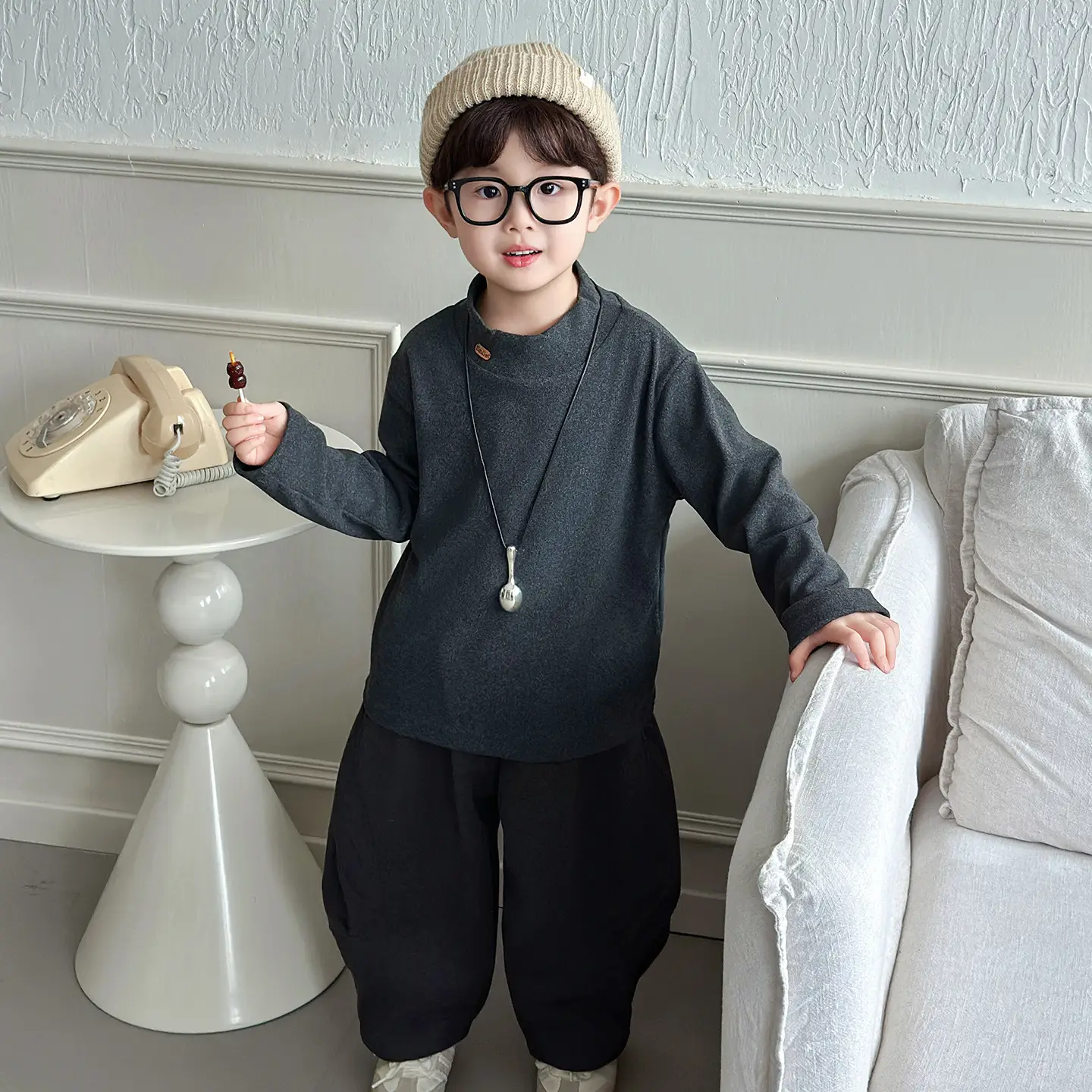 Boys Long Sleeve Thermal Shirt White Winter 2025 - Image 3