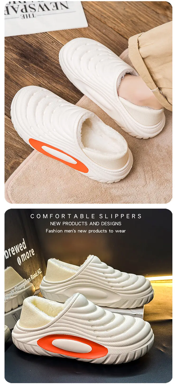 Cross-Border Large Size Cotton Slippers for Men in Winter, Home Wear, Velvet Warm Cotton Shoes, Sports Waterproof Bags and Couple Slippers — feature 11