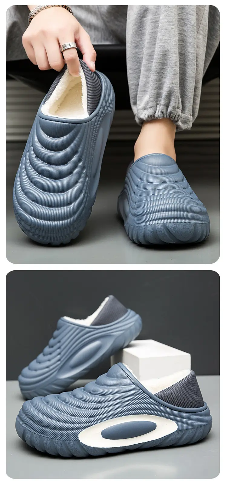 Cross-Border Large Size Cotton Slippers for Men in Winter, Home Wear, Velvet Warm Cotton Shoes, Sports Waterproof Bags and Couple Slippers — feature 14