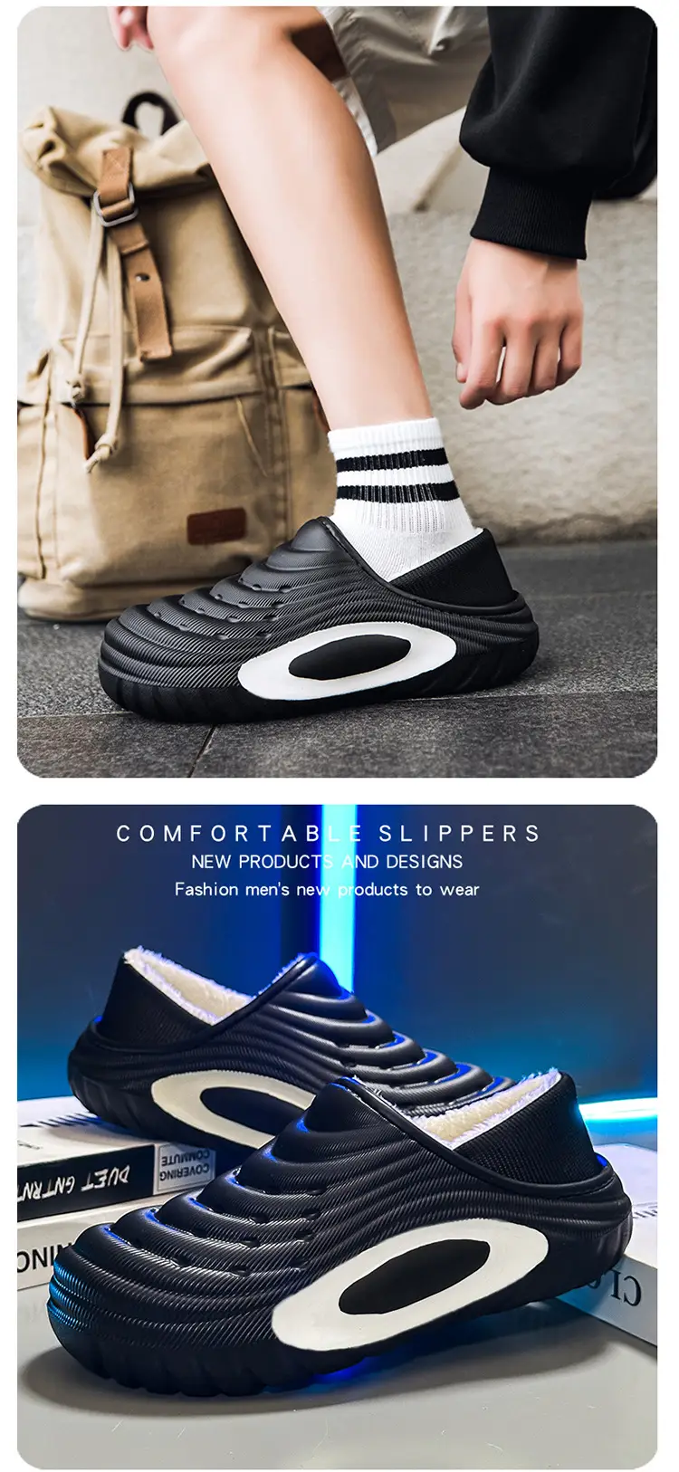 Cross-Border Large Size Cotton Slippers for Men in Winter, Home Wear, Velvet Warm Cotton Shoes, Sports Waterproof Bags and Couple Slippers — feature 8