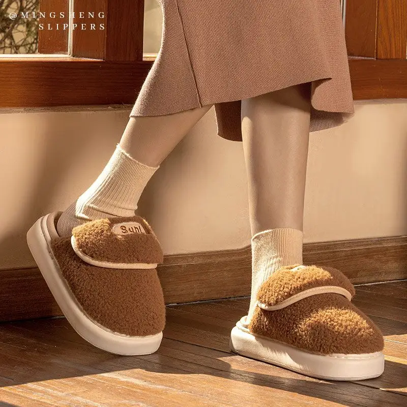 2025 Winter Baotou Cotton Slippers for Men Women Warm Thickened