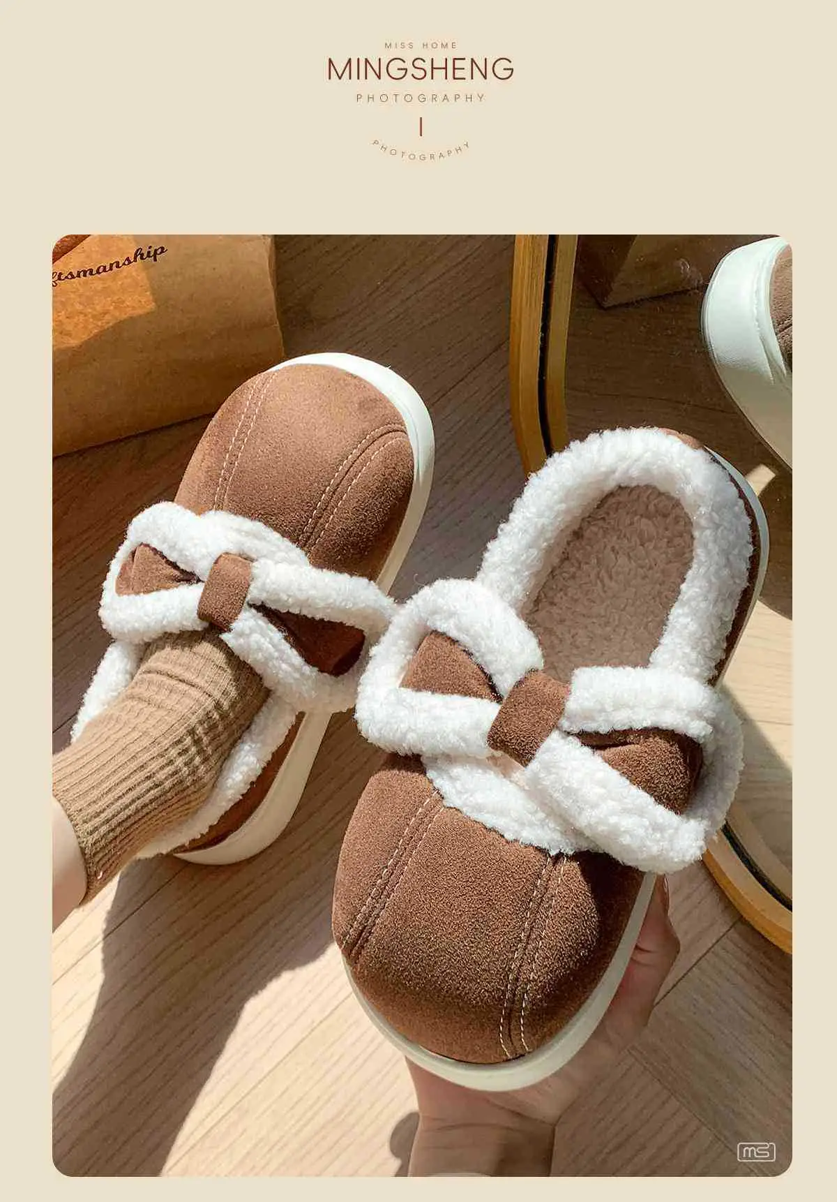 2025 Winter Bow Slippers with Thick Soft Sole — feature 6