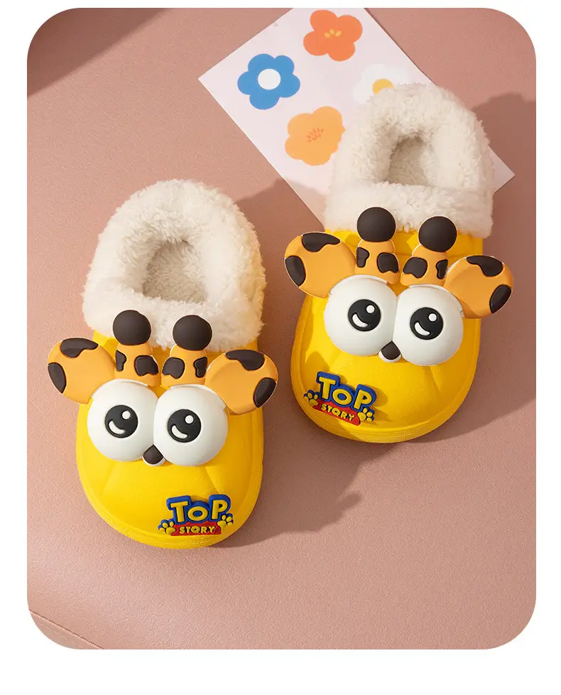 Children's Cotton Slippers, Boys' Winter Indoor Home Non-Slip Furry Bags, Infants and Toddlers, Girls' Outer Cotton Shoes — feature 25
