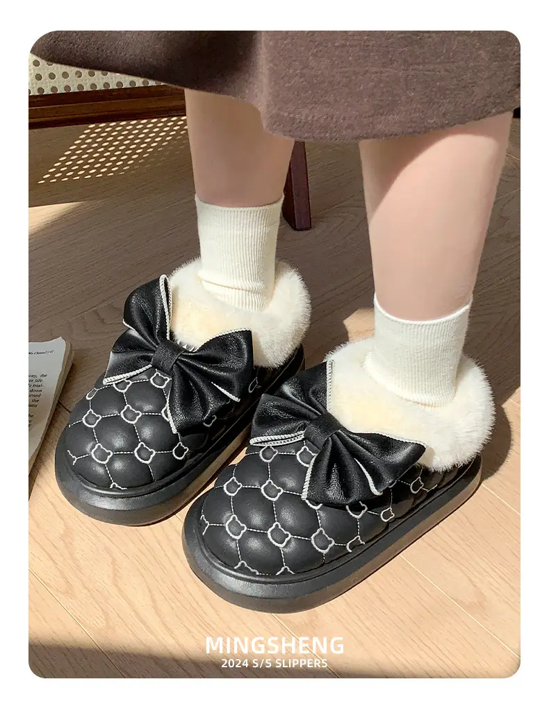 2025 New Winter New Sweet Bow Cotton Shoes Fleece-Lined Thickeneded Warm Women's Shoes Thick-Soled Snow Boots Soft Soles — feature 10