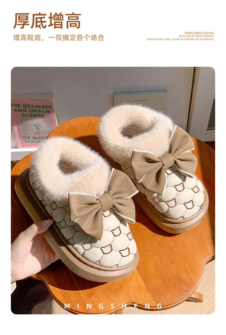 2025 New Winter New Sweet Bow Cotton Shoes Fleece-Lined Thickeneded Warm Women's Shoes Thick-Soled Snow Boots Soft Soles — feature 13