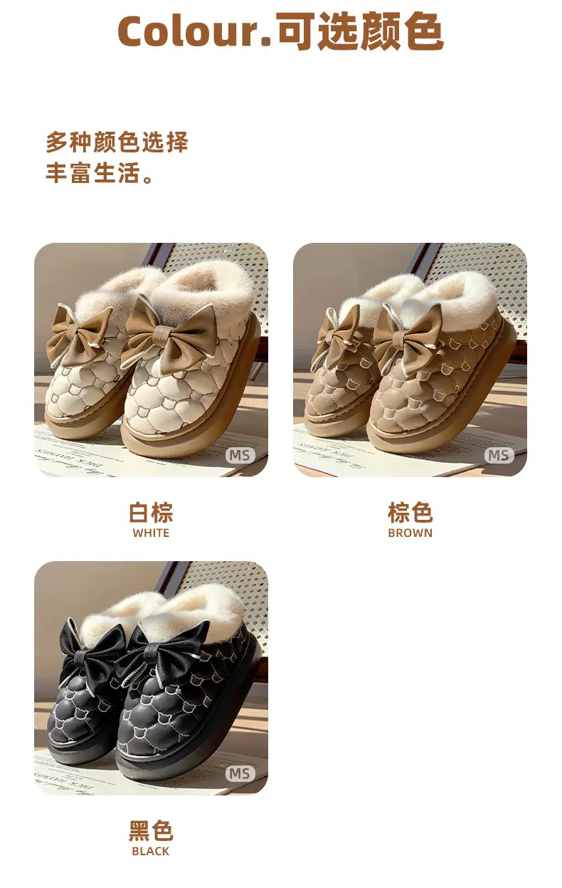 2025 New Winter New Sweet Bow Cotton Shoes Fleece-Lined Thickeneded Warm Women's Shoes Thick-Soled Snow Boots Soft Soles — feature 14
