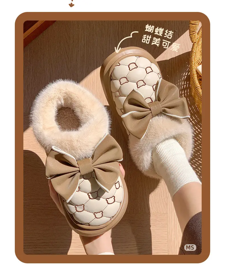 2025 New Winter New Sweet Bow Cotton Shoes Fleece-Lined Thickeneded Warm Women's Shoes Thick-Soled Snow Boots Soft Soles — feature 3