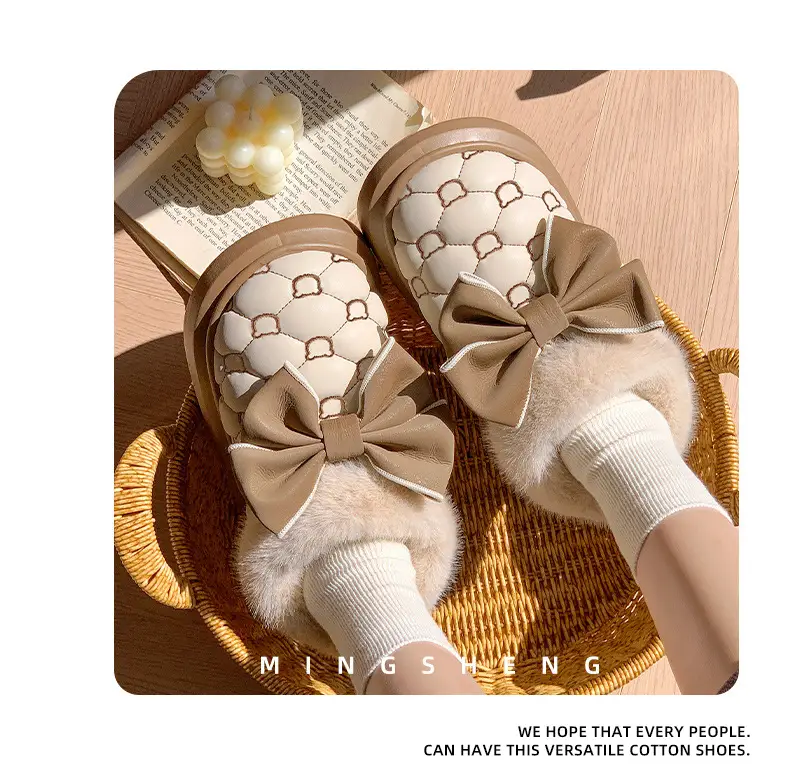 2025 New Winter New Sweet Bow Cotton Shoes Fleece-Lined Thickeneded Warm Women's Shoes Thick-Soled Snow Boots Soft Soles — feature 5