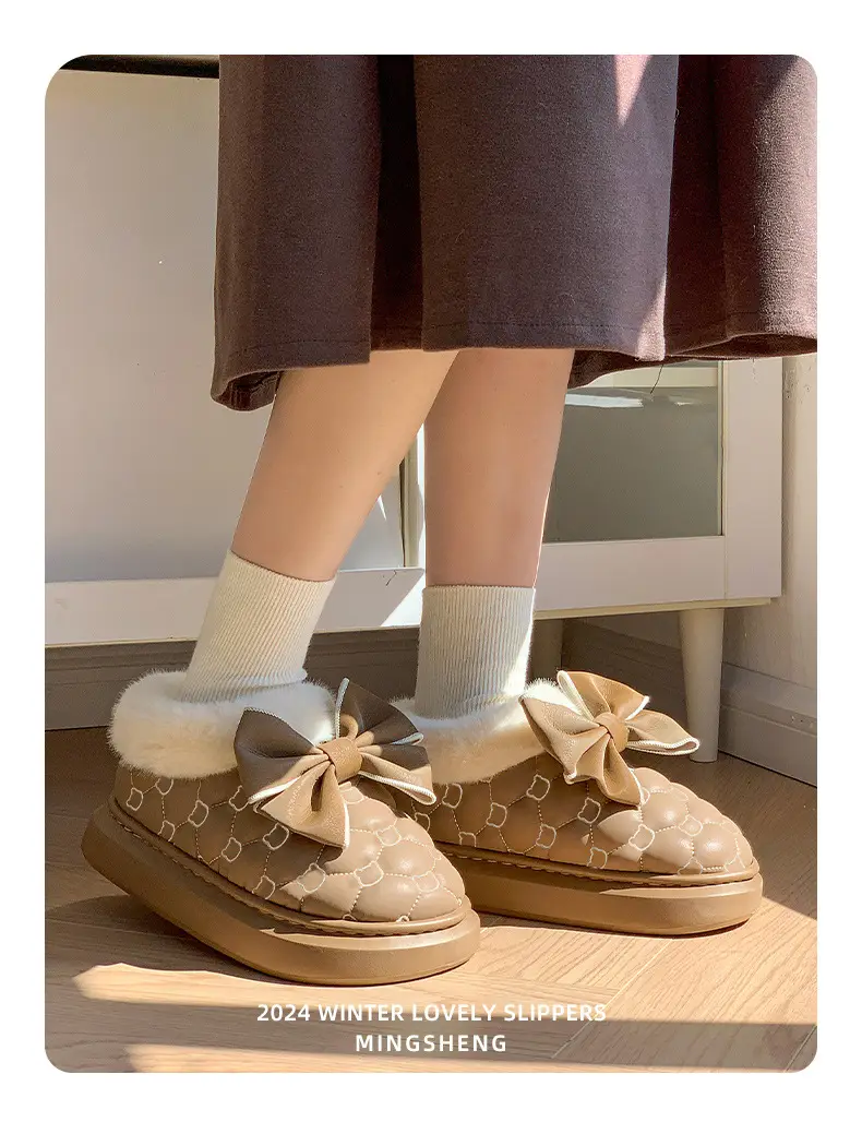 2025 New Winter New Sweet Bow Cotton Shoes Fleece-Lined Thickeneded Warm Women's Shoes Thick-Soled Snow Boots Soft Soles — feature 6